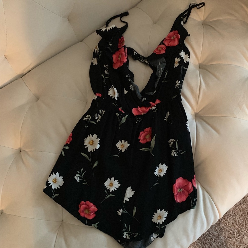 Black floral romper